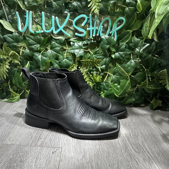 Ariat Booker Ultra Ankle Boots Men's Sz 8 D US 41 M EUR Black Pebbled Leather